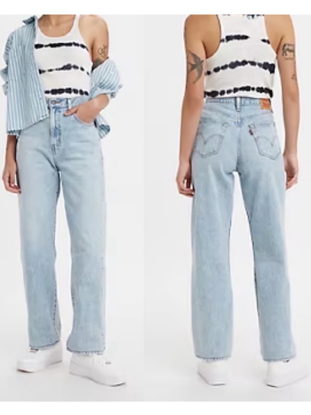 Levi's High Waisted Straight Jeans — Light Wash